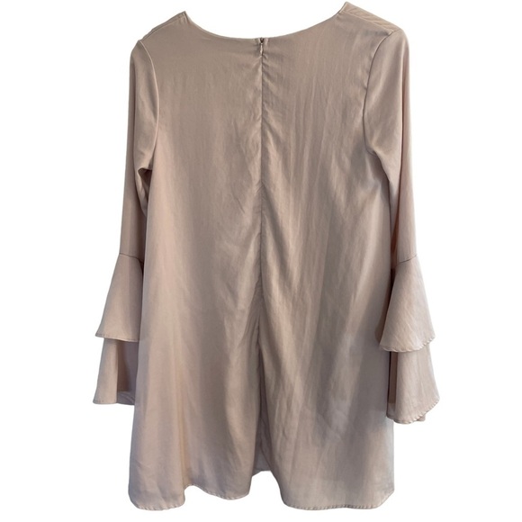 Lulus Get a Glimpse Champagne Bell Sleeve Dress, Size S - Picture 10 of 12